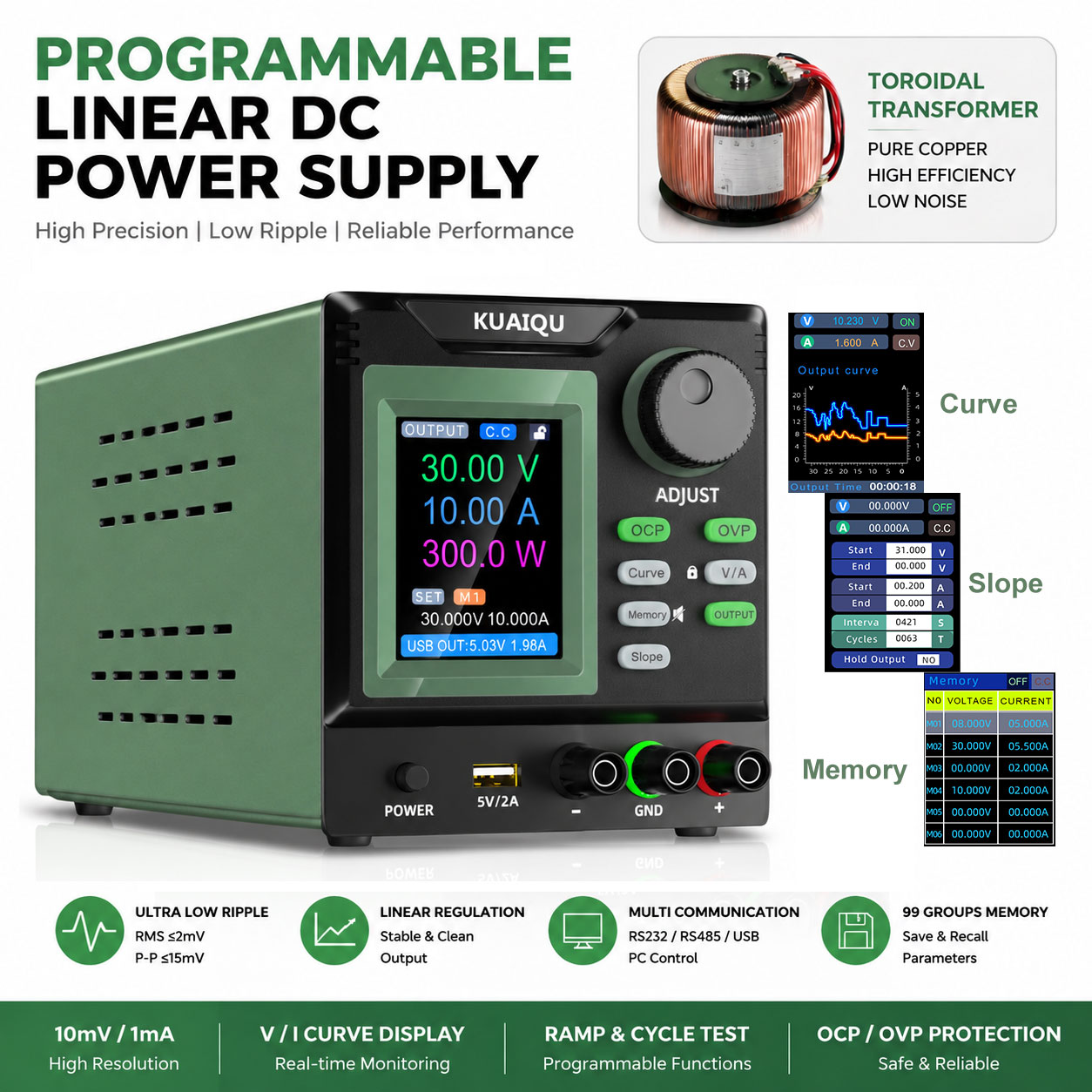 Programmable Linear Dc Power Supply 30V 10A - Catu Daya DC Linear Rendah Kebisingan