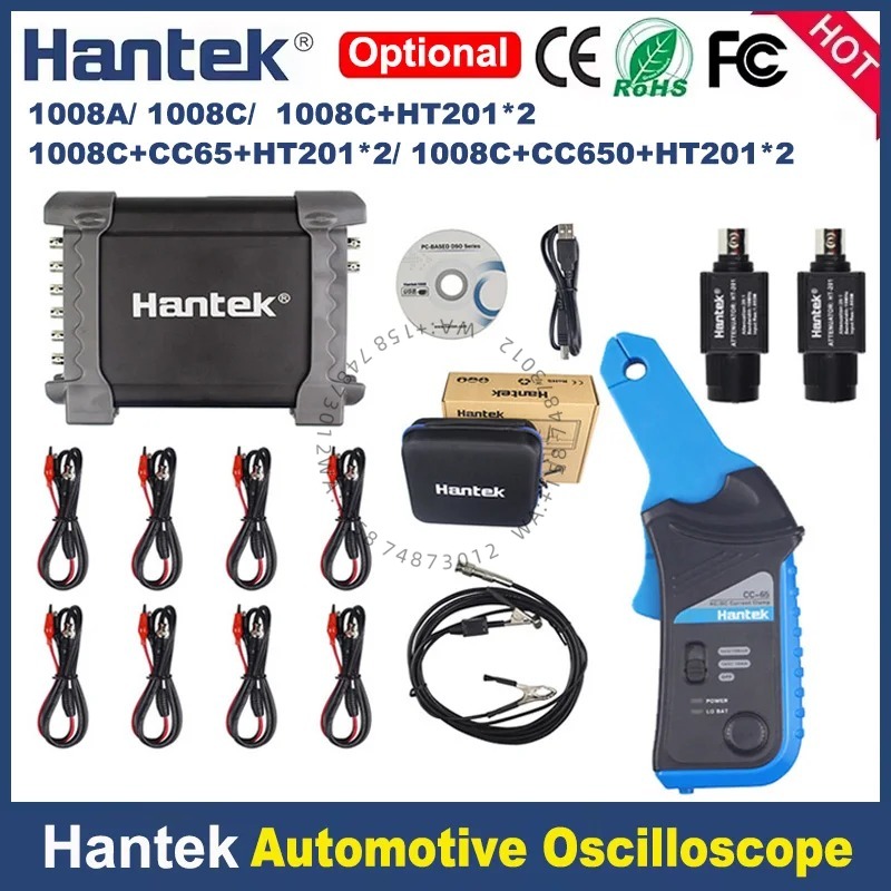 Automotive Diagnostic Oscilloscope 8 Channel - Hantek 1008c Alat Diagnostik Mobil +HT201