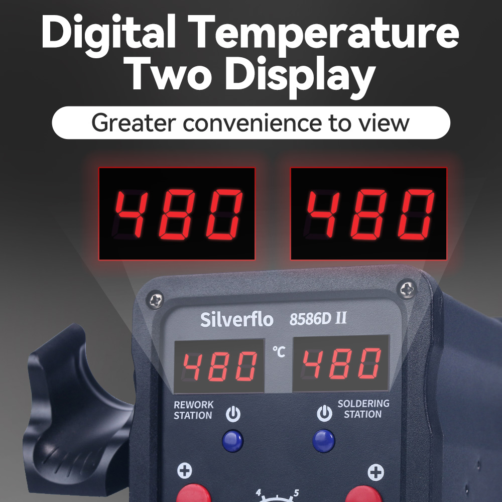 Silverflo stasiun Solder 8586D - Smd Rework Station Hot Air Soldering 2 In 1 ulasan dan harga
