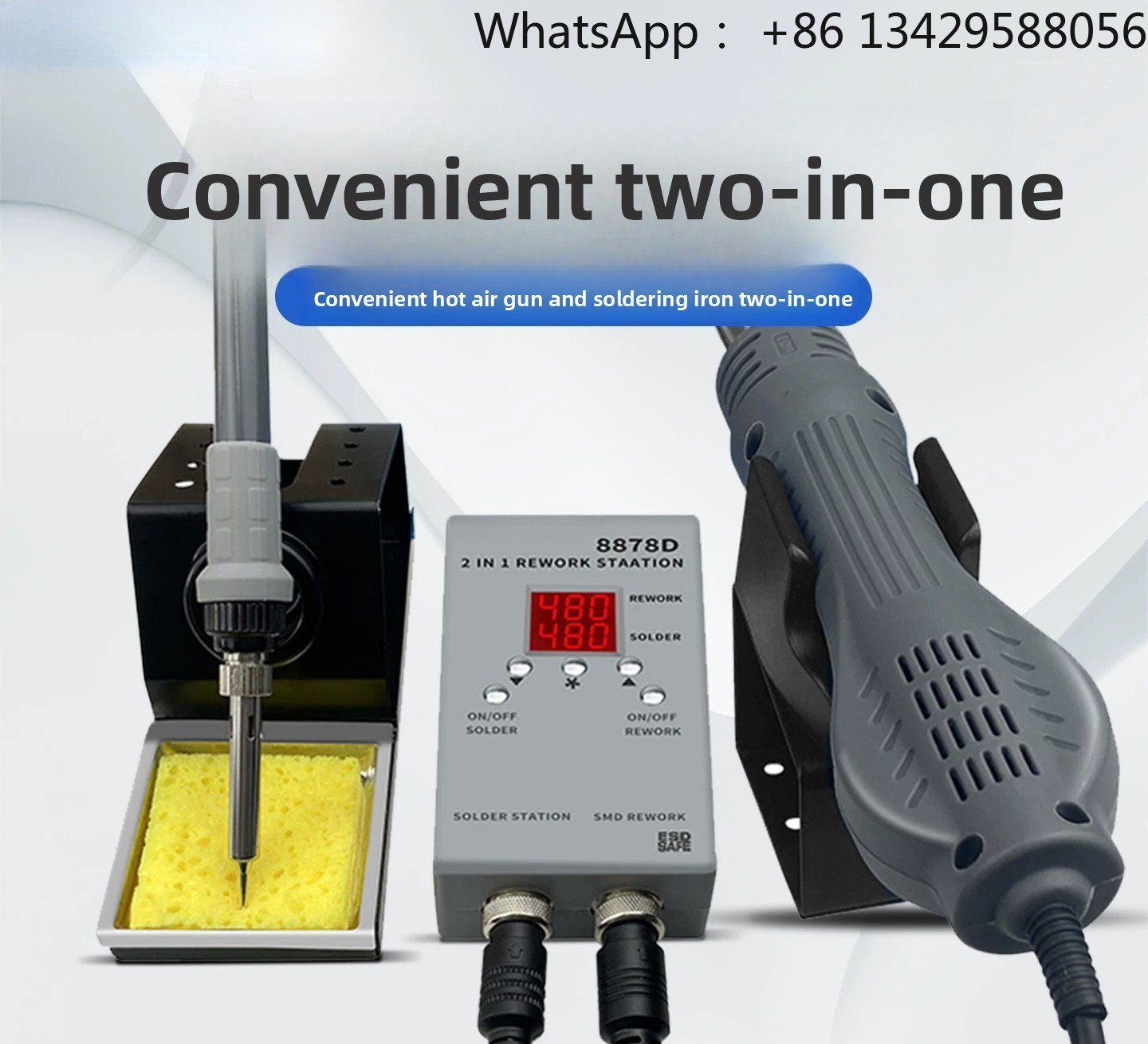 8878D 2-in-1 Rework Station –  - Smd Rework Station Hot Air Soldering 2 In 1 ulasan dan harga