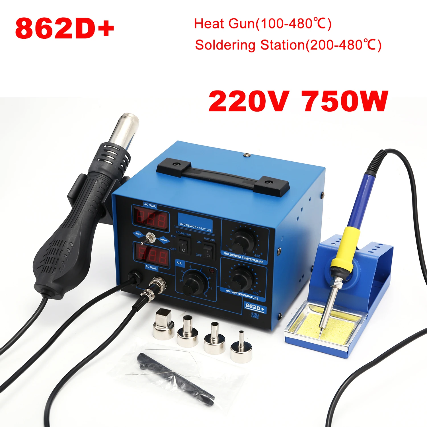 Stasiun Solder 862D+ 2 in 1, S - Smd Rework Station Hot Air Soldering 2 In 1 ulasan dan harga